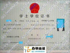 沈阳航空工业学院2009年学士学位证书