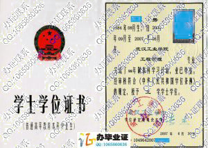 武汉工业学院2007年学位证书 src=