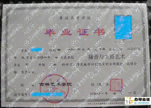 吉林艺术学院2008年毕业证书